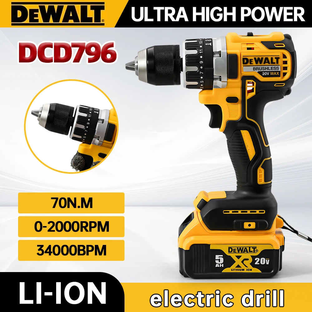 DEWALT DCD796 20V Cordless Brushless Impact Drill – Portable & Rechargeable