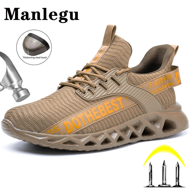 Steel Toe Safety Shoes for Men Women Lightweight Work Sneakers Puncture Proof Work Shoes Unisex Coustruction Safety Work Boots