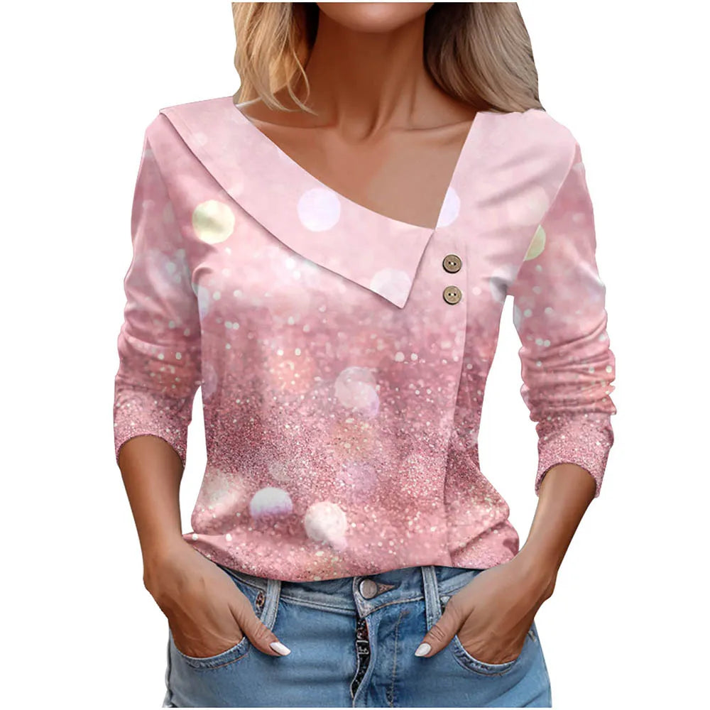 T Shirt For Women Fashion Long Sleeve Top White Floral Print Shirts And Blouses Autumn Winter Clothes For Women