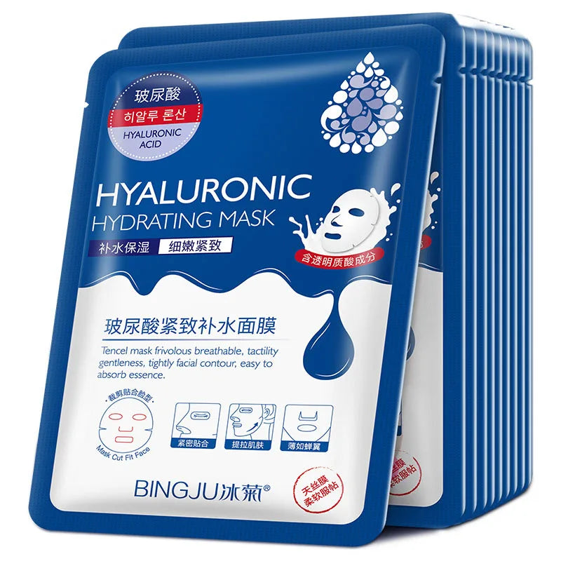 20pcs Hyaluronic Acid Collagen Face Masks - Moisturizing Korean Skin Care Sheets