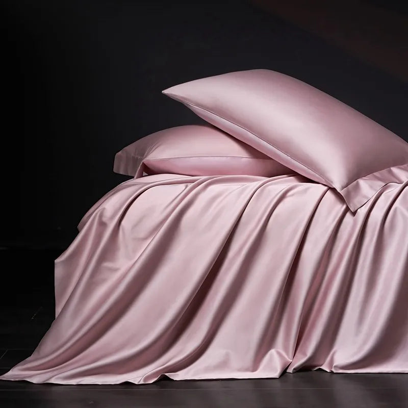 100%Egyptian Cotton Reversible Silver Purple Duvet Cover 4Pcs Luxury Soft Bedding Set Solid Color Duvet Cover Sheet Pillowcases