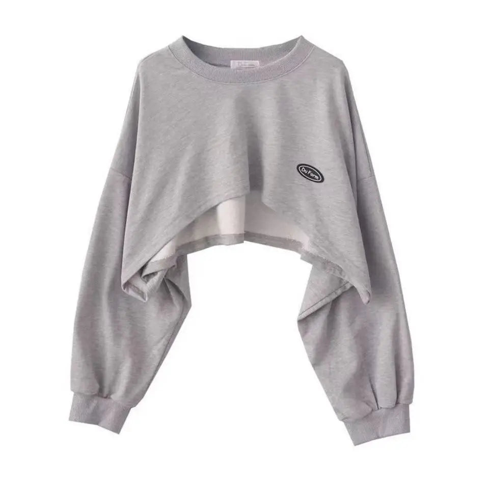 New Women Solid Color  O-neck Long Sleeve Hoodie Sweatshirt Fashion Ladies Streetwear Slouch Pullover Jumper Tops