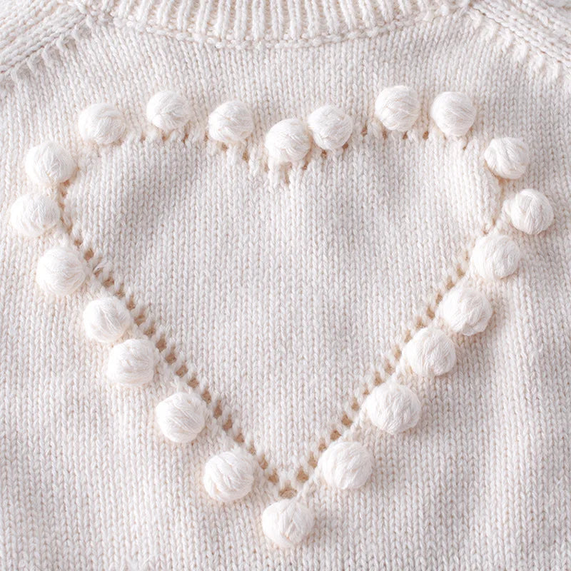 Spring Lovely Heart Jumpsuit Infant Baby Girl Knitted Clothes Love Romper Bodysuit Outfit Autumn Cotton Knitted Sweater Bodysuit