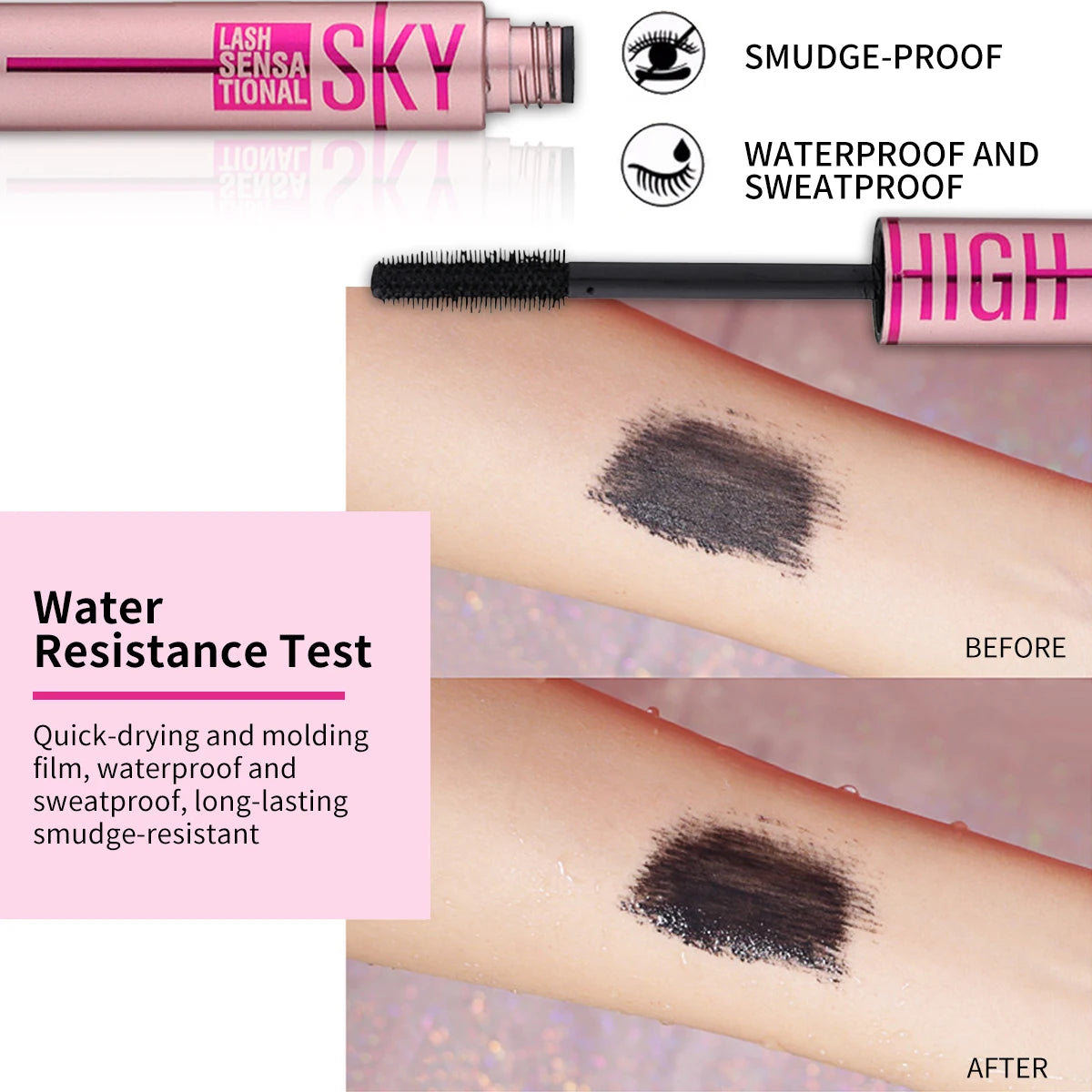 Barubt 4D Mascara - Lengthening, Thickening, Waterproof, Sweat-Resistant, Non-Smudging, Easy to Remove