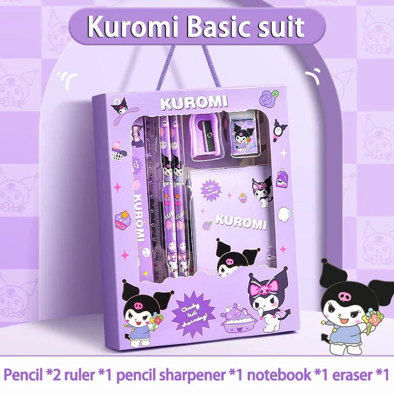 Sanrio Kuromi Melody Cinnamoroll Stationery Gift Box Girls Primary School 12-Piece School Supplies for Children Kawaii New Hot