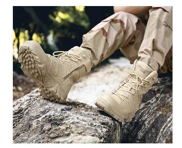 Special Forces Combat Boots Cross-Border Fast Selling Large Size Men's Shoes 46 High Top Outdoor High-Waisted Tactical Climbing