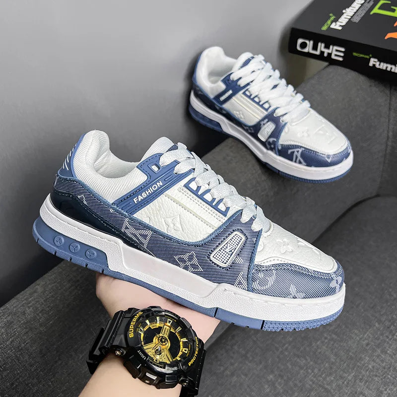 2025 Winter new styleHigh-end light luxury genuine leather men's trendy sneakers, wrist-protecting sports and casual shoes