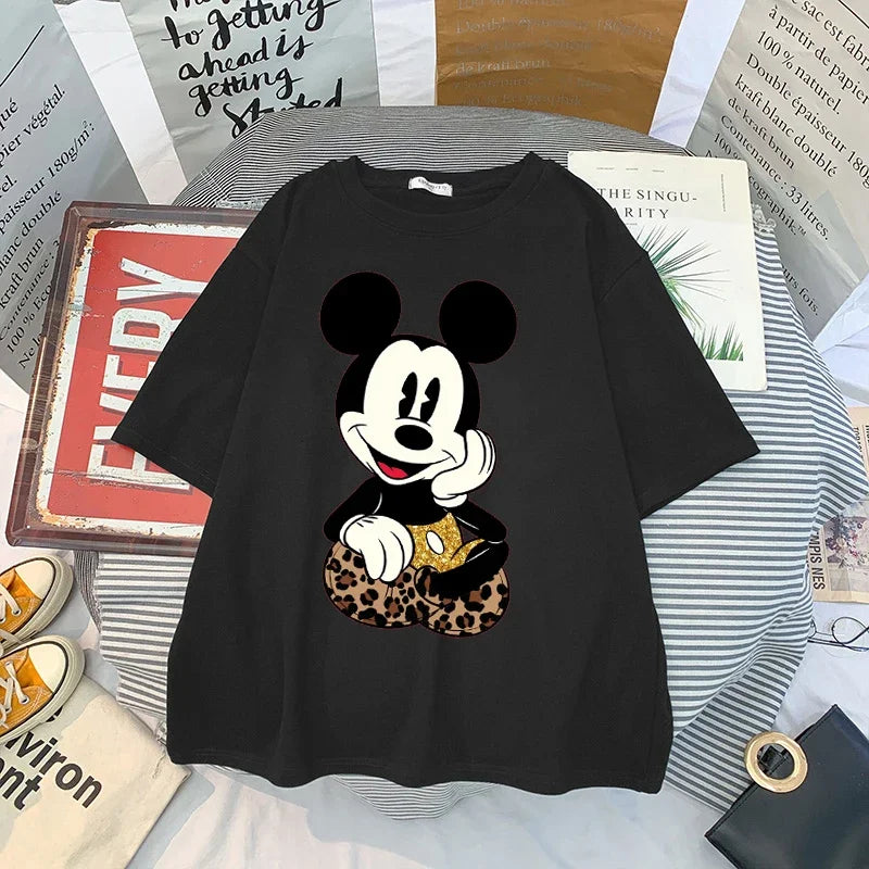 Kawaii Women T-Shirts Mickey Anime Blouses Y2k Clothing Graphic T Shirts Clothes Harajuku Oversized T Shirt Womens Tops