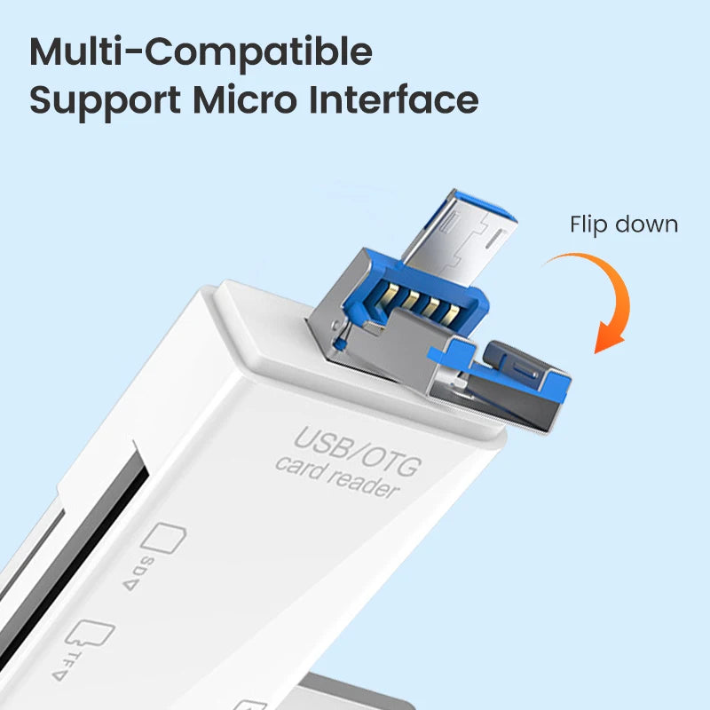 Multifunction 6 in 1 OTG SD Card Reader USB2.0 Type-C/TF/SD Memory Card Smart