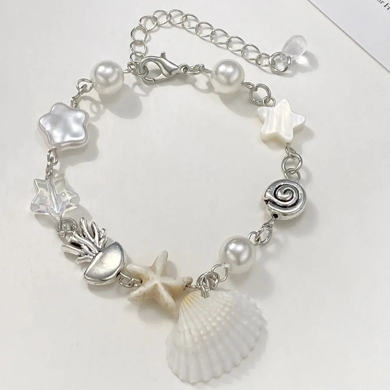 One Piece Fashion Exquisite Love Envelope Strawberry Star Bow Y2K Flower Silver Colour Bracelet Woman Party Gift Daily