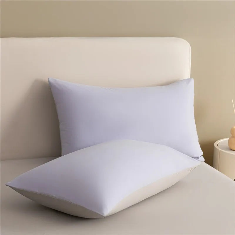 100%Brushed Cotton Solid Plain Reversible Duvet cover+2Pcs Pillowcases Twin Double Queen King size 3Pcs Soft Bedding set