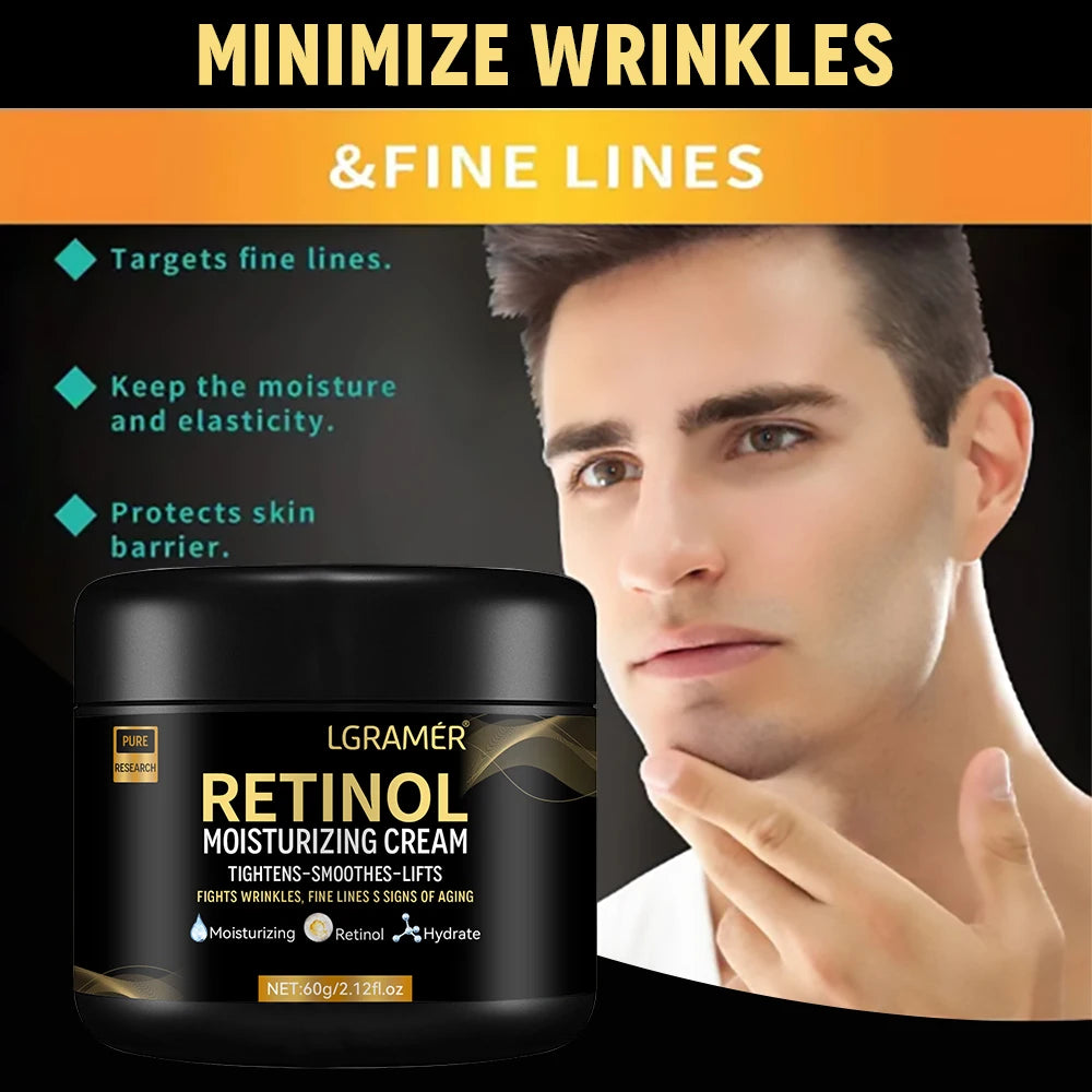 Men's Retinol Face Moisturizer Moisturizing Retinol Cream Anti-Wrinkle Aging Moisturizing Shrink Pores Whitening Smooth Retinol