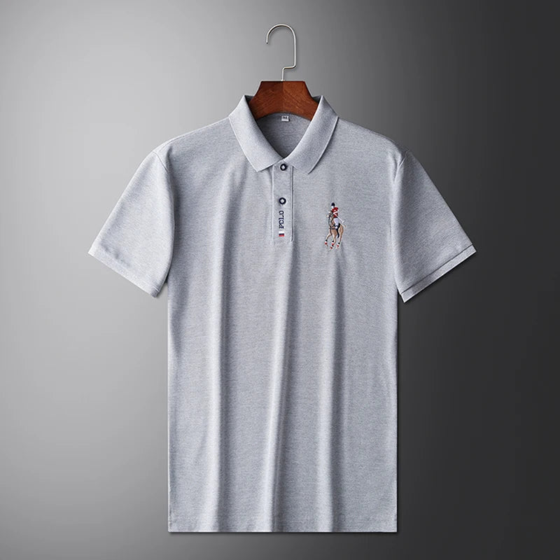 Men's Summer Embroidered Casual Fashion Short Sleeve POLO Shirt Comfortable Top