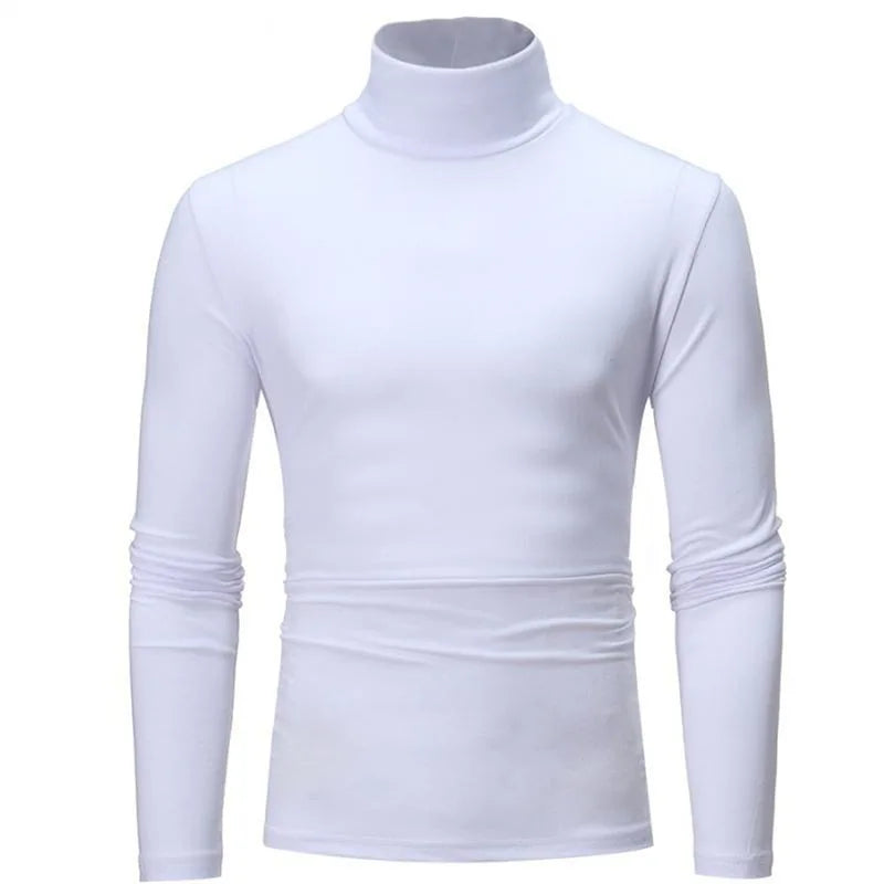 Autumn Winter Men's High Neck T-shirt Slim Fit Fashion High Elastic Long Sleeve Casual Breathable Apparel Pullover Thermal Tops