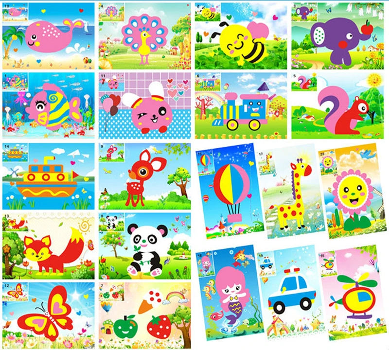 5/10/20Pcs/lot Kids DIY 3D EVA Foam Sticker Cartoon Animal Multi-patterns Styles Puzzles Game Art Craft Early Educational Toys