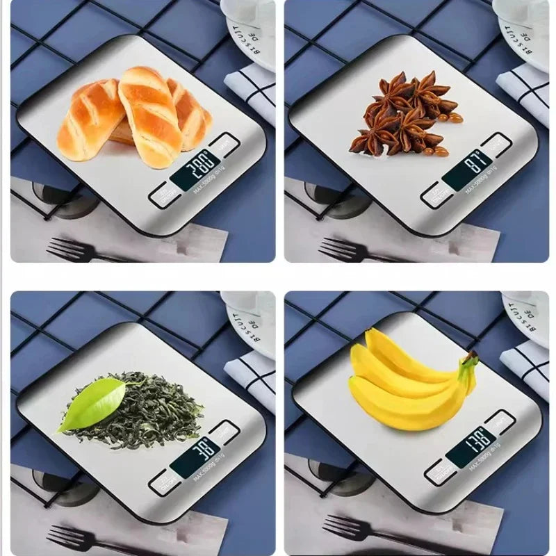 Digital Kitchen Scale LED Display 5kg/1g Stainless Steel Panel Electronic