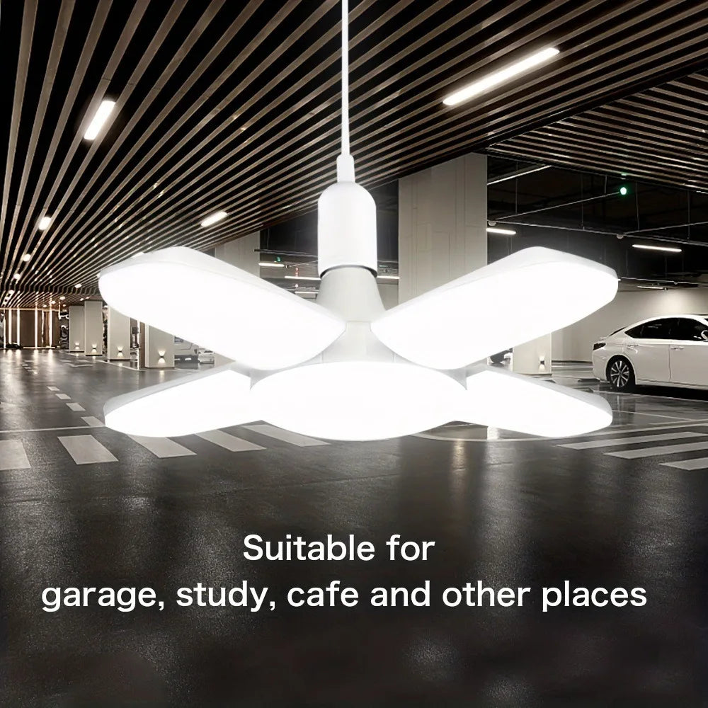 Fan Foldable 28W LED Bulb - 40W Deformable Ceiling Light for Home & Garage 6500K