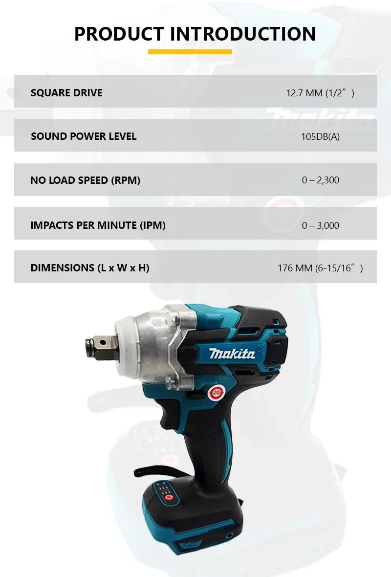 Makita DTW600 Brushless Electric Screwdriver: Rechargeable Drill for 18V