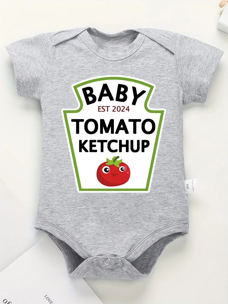 Funny Cute Baby Tomato Ketchup Bodysuit | 100% Cotton Newborn Boys & Girls Onesies