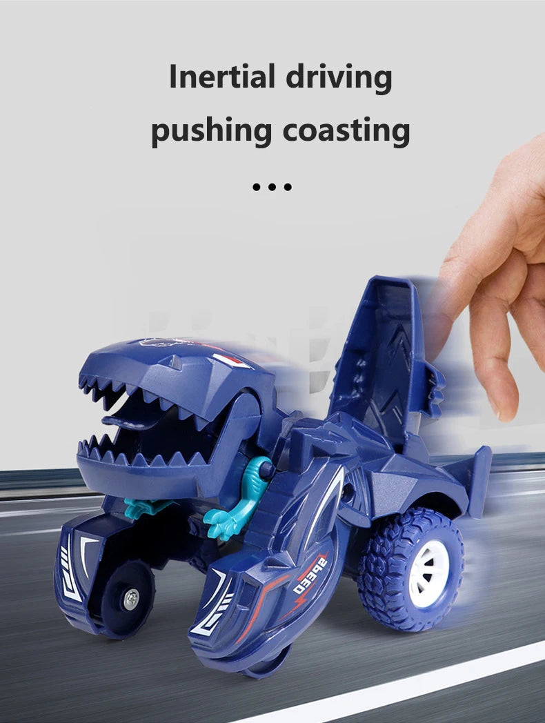 2 IN 1 Dinosaur Deformation Car Model Toy For Boys One Step Action Collision Transformation Mini Vehicles Toy Gift for Children