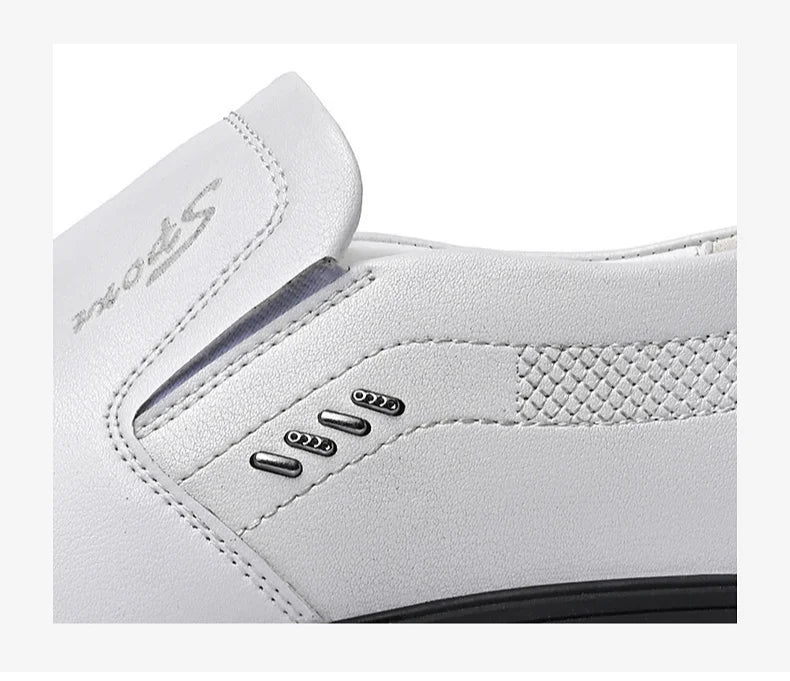 2024 Spring and Autumn Men's English Leather Shoes Men's White Leather Shoes Cover Feet Men's Shoes Autumn Men's Casual