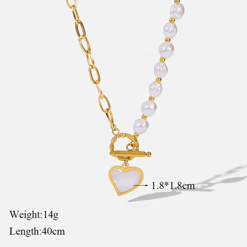 EILIECK 316L Stainless Steel Heart Love Pendant Necklace For Women Fashion 18K Gold Plated Neck Chain Waterproof Jewelry Gift