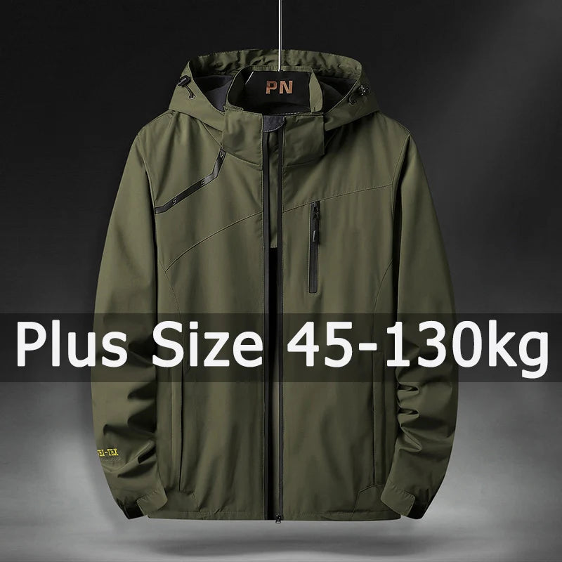 Men's Plus Size Windbreaker - 5XL-7XL Windproof Rainproof Jacket for Winter