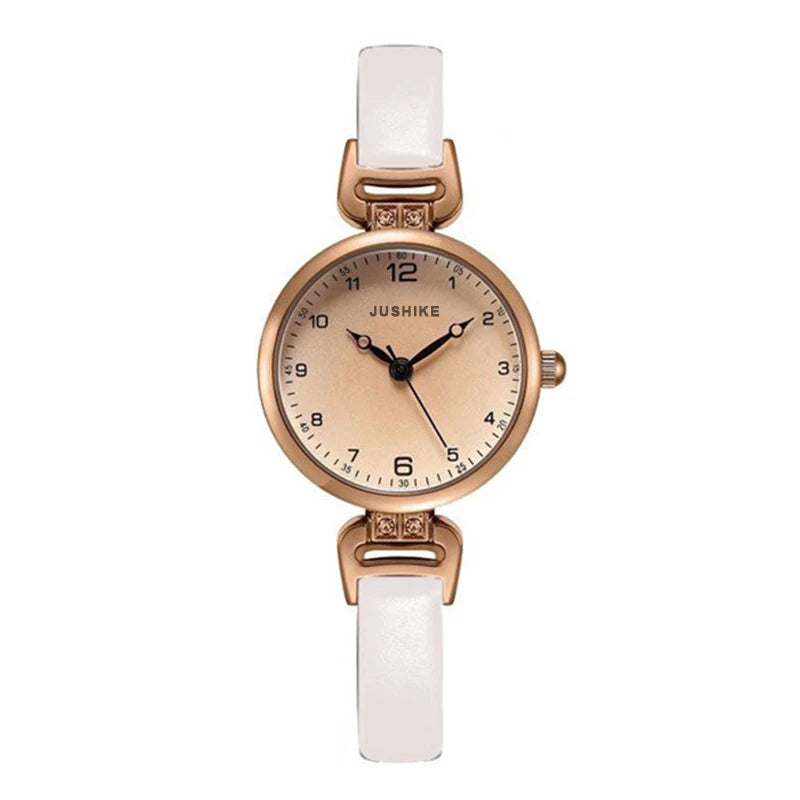 MAYZHISU Simple Women's Watches Small Round Ladies Bracelet Watch PU Leather Thin Retro Quartz Wristwatch for Women Girls Gifts