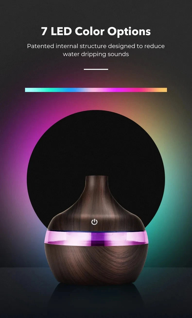 Humidifier Electric Aroma Air Diffuser Wood Ultrasonic Air Humidifier Essential Oil Aromatherapy Cool Mist Maker For Home 300ml