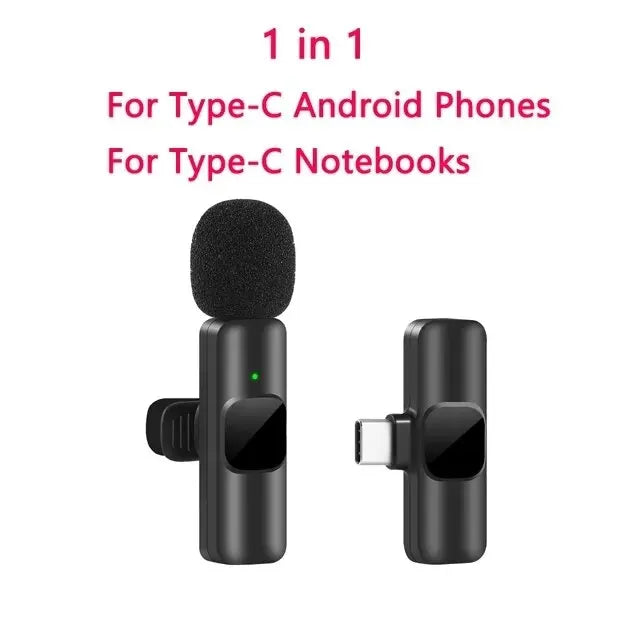 Wireless Lavalier Microphone Mini Mic for iPhone/Android Live Broadcast & Gaming