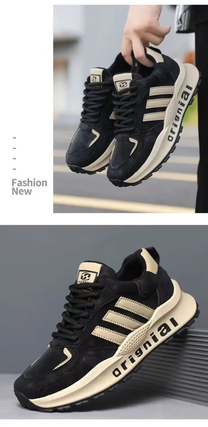 Autumn New Men's Shoes Fashionable Versatile Thick Sole Trendy Soft Bottom Comfortable Low Top Lightweight Trendy Running Shoes