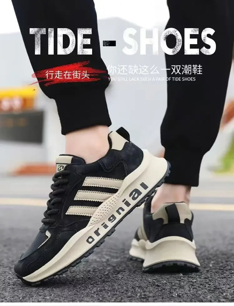 Autumn New Men's Shoes Fashionable Versatile Thick Sole Trendy Soft Bottom Comfortable Low Top Lightweight Trendy Running Shoes