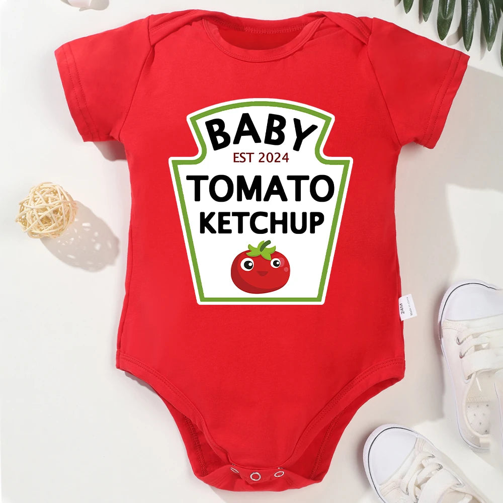 Funny Cute Baby Tomato Ketchup Bodysuit | 100% Cotton Newborn Boys & Girls Onesies