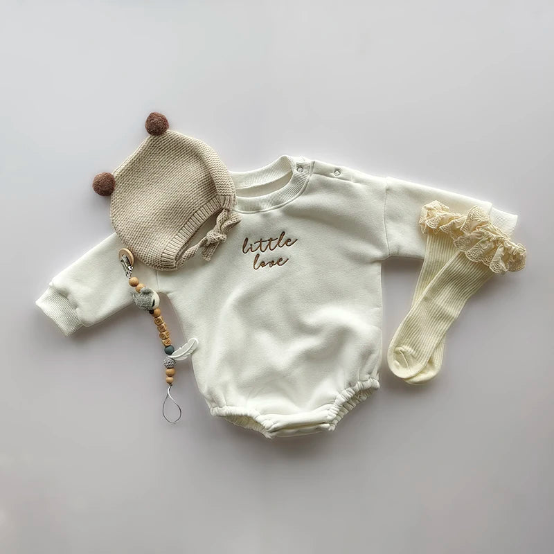 Spring Autumn Newborn Infant rompers one-piece Letter embroidery sweatshirt romper Long Sleeve Baby Full loose Body jumpsuits