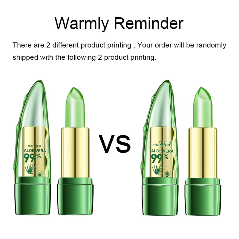 Aloe Vera Lipstick, Long Lasting Lip Care Nutritious Plumper Lip Balm Moisturizer Magic Temperature Color