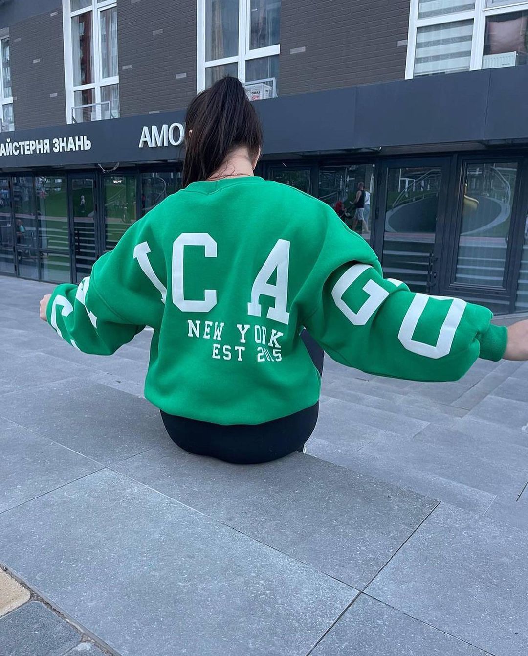 wsevypo Back Letters Print Oversized Sweatshirts Women Casual Thickened Warm Pullovers Long Sleeve Tops Autumn Winter Streetwear