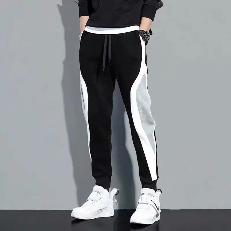 Men's Sports Pants Spring Autumn Male Loose Fitting Leggings Patchwork Running