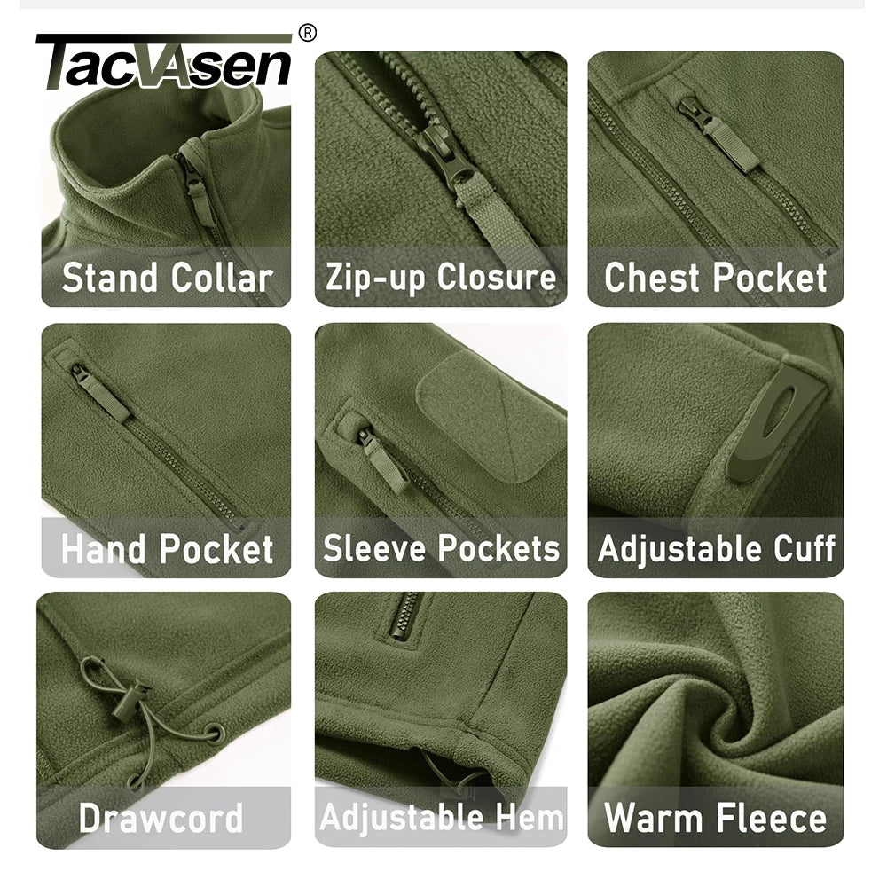 TACVASEN Men's Fleece Jacket -Warm Windproof Zip-Up Coat with Multiple Pockets