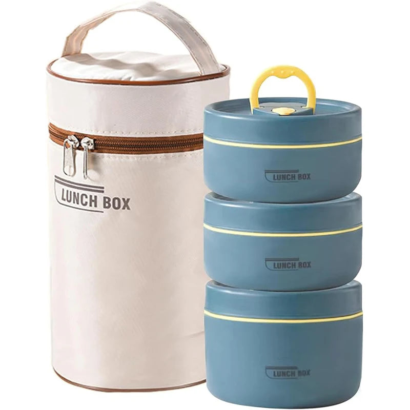 Portable Insulated Lunch Container Set - Thermal & Stackable for Adults & Kids