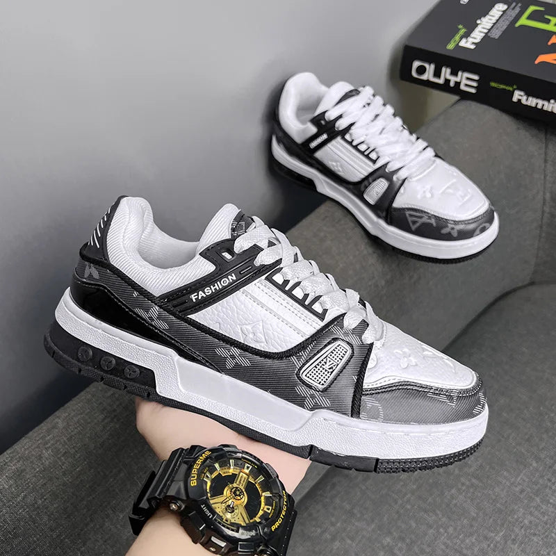 2025 Winter new styleHigh-end light luxury genuine leather men's trendy sneakers, wrist-protecting sports and casual shoes