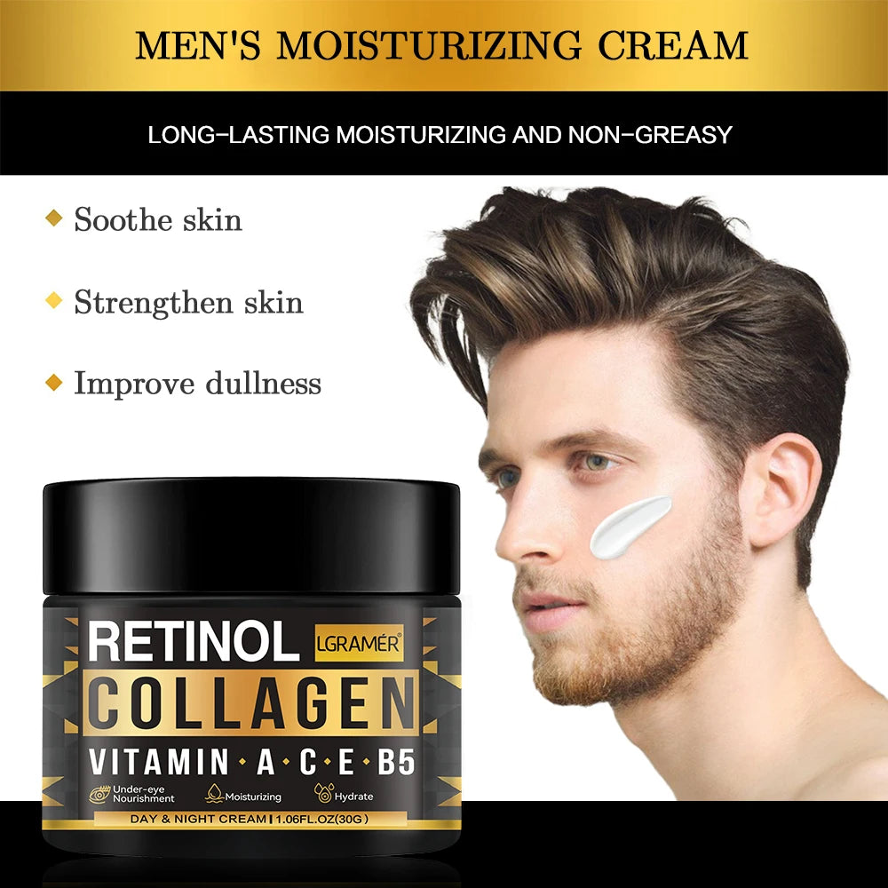 Men's Retinol Collagen Face Cream Skincare Moisturizing Brightening Hydrating Smooth Wrinkles Firming Facial Face Men Skin Care