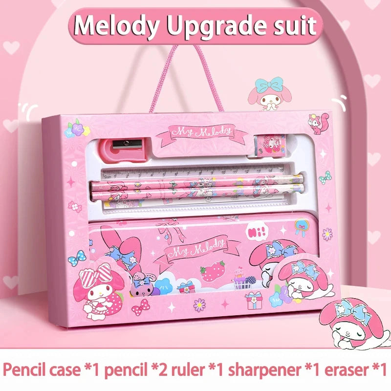 Sanrio Kuromi Melody Cinnamoroll Stationery Gift Box Girls Primary School 12-Piece School Supplies for Children Kawaii New Hot