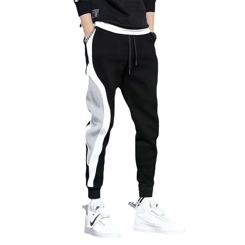 Men's Sports Pants Spring Autumn Male Loose Fitting Leggings Patchwork Running