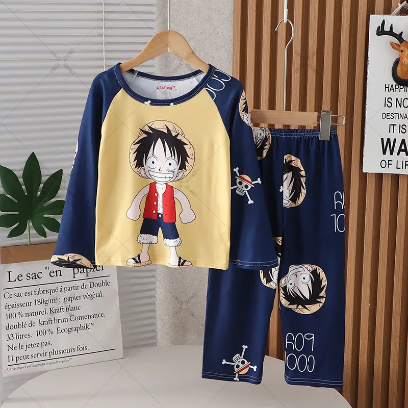 2024 Autumn Children Pajama Sets Girl Long Sleeved Pants Pijamas Boys Cartoon Sleepwear Cute Kids Loungewear Korean Home Clothes