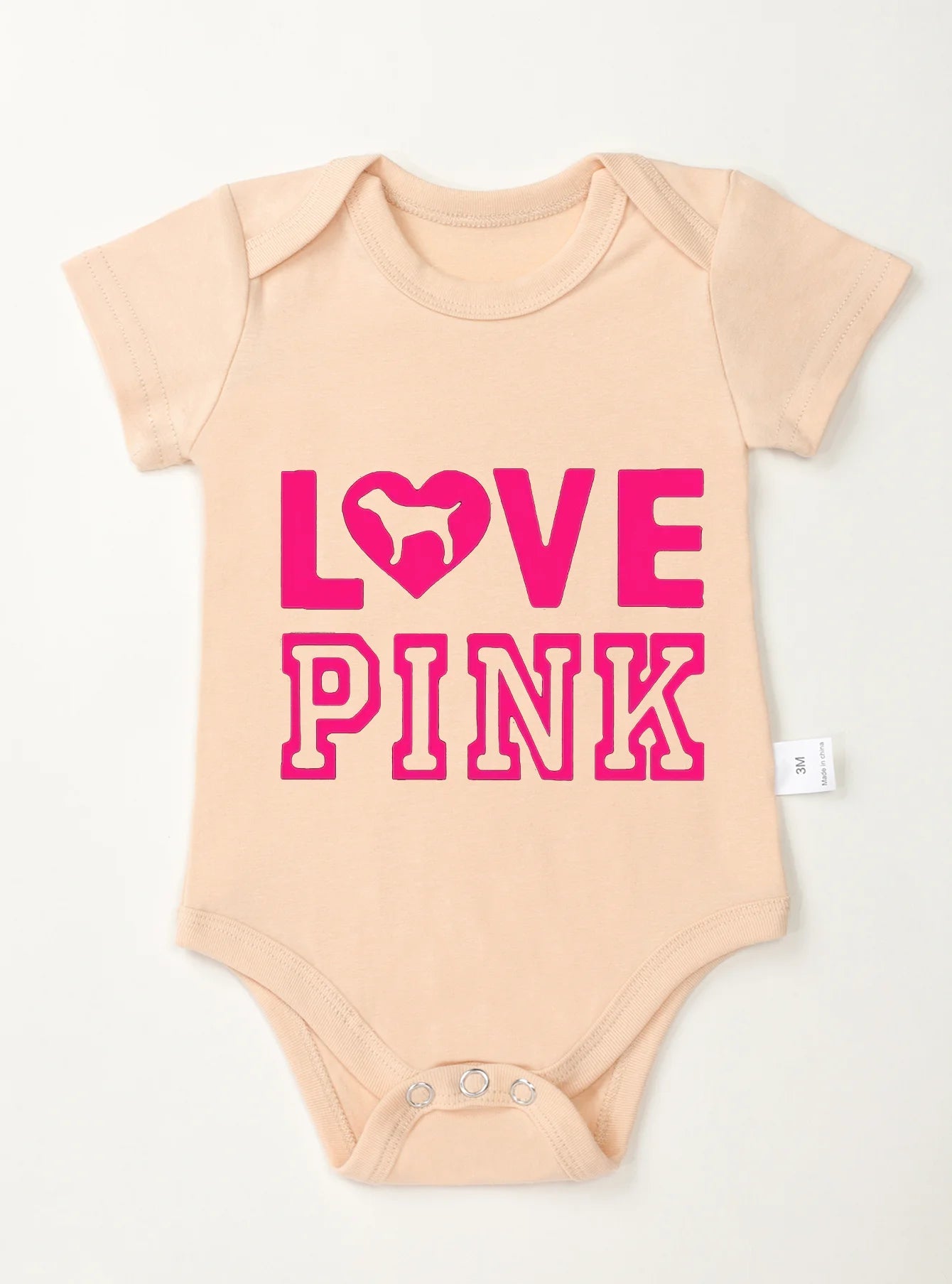 Baby Girl Boy High Quality Infant Fashion Love Pink Printing Bodysuit Newborn Clothes Rompers Jumpsuit Toddler Trendy