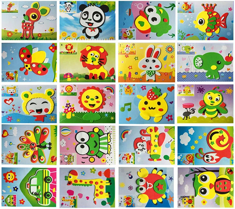 5/10/20Pcs/lot Kids DIY 3D EVA Foam Sticker Cartoon Animal Multi-patterns Styles Puzzles Game Art Craft Early Educational Toys