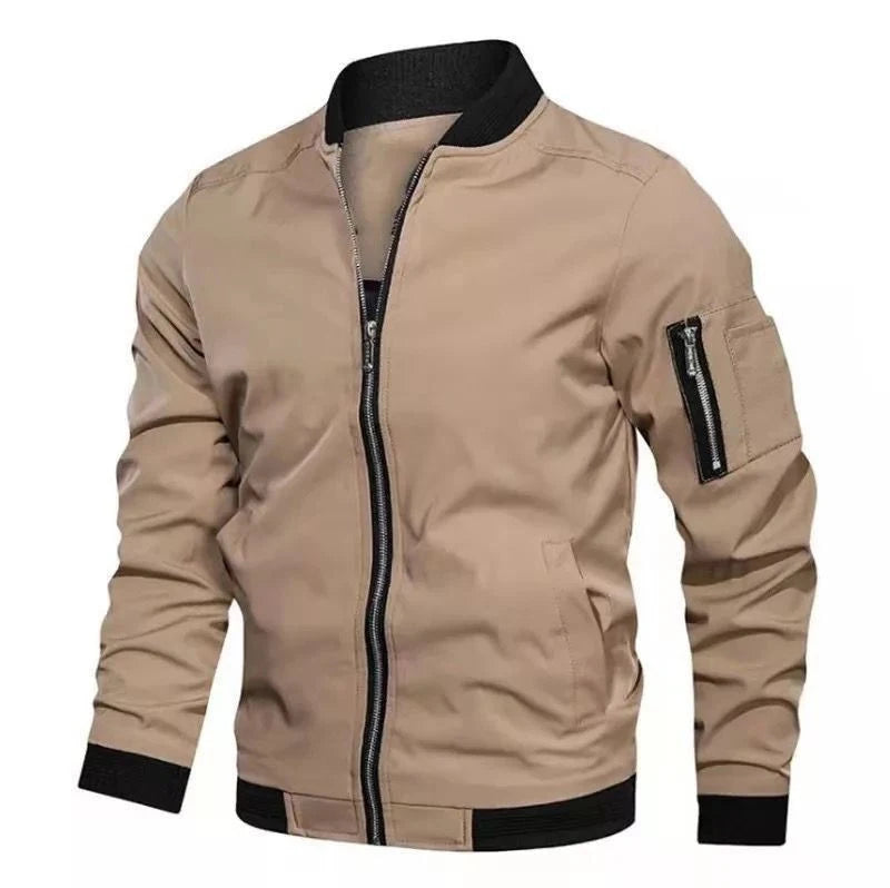 Spring Autumn Men's Bomber Jacket Casual Lightweight Jacket For Men Sports Windbreaker Zip Up Coat with Pockets Clothing