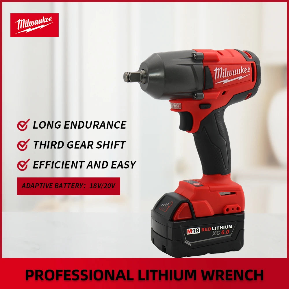 "Milwaukee 18V Mid-Torque Cordless Impact Wrench – High Speed, Pro Car Repair