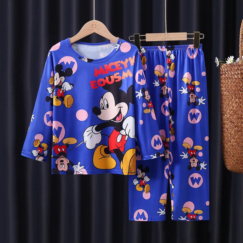 2pcs/set New Children Pyjamas Mickey Cartoon Boys and Girls Sets Kid Home Wear young boys and girls Casual Sleepwear Suit