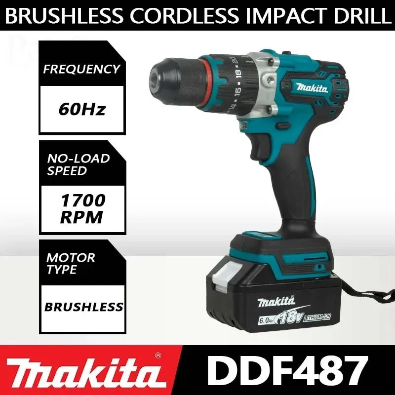 Makita DDF487 18V Brushless Electric Drill – 13mm Lithium Screwdriver & Driver